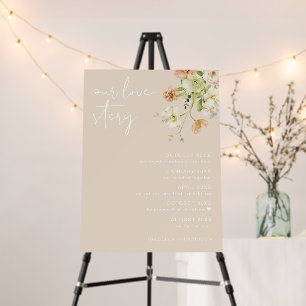 Leah Creamy Beige Floral Our Love Story Wedding Foam Board