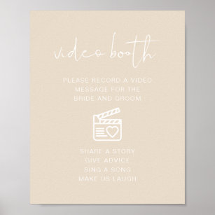 LEAH Creamy Beige Spring Wedding Video Booth Sign 