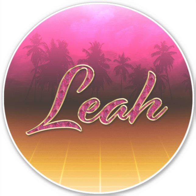 Leah First Name golden pink sticker (Front)