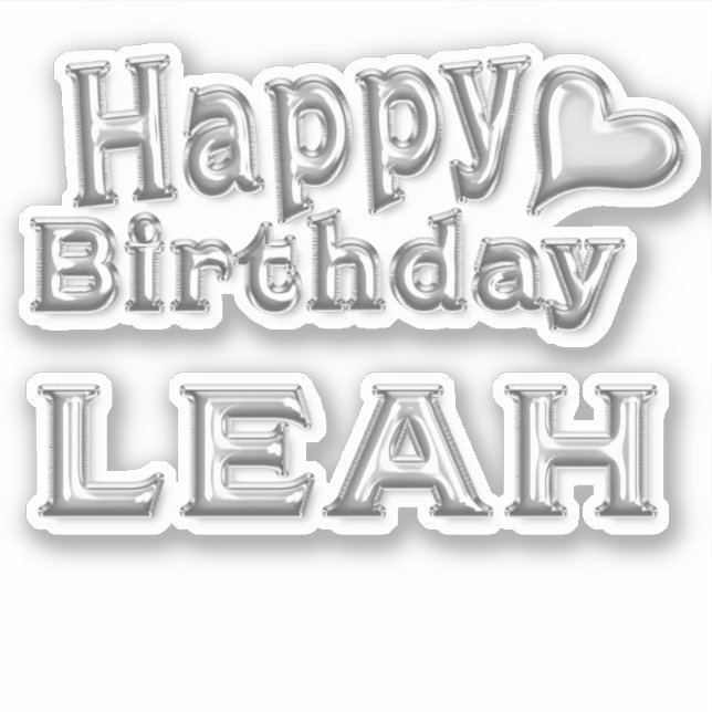 Leah Happy Birthday silver sticker (Front)