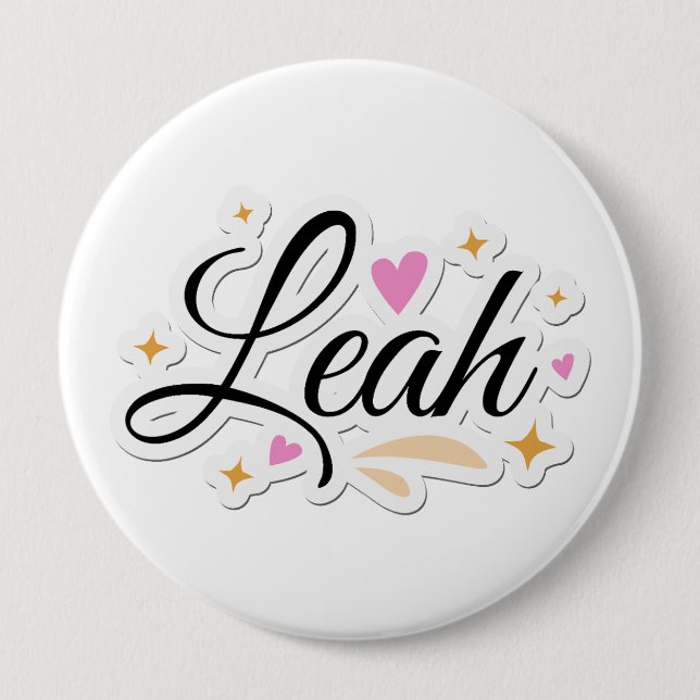 Leah name cute design button (Front)