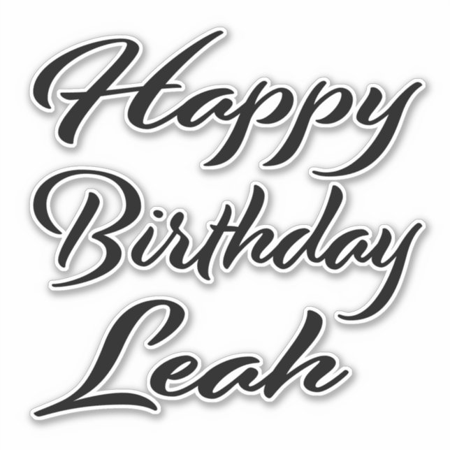 Leah Name First Name black Sticker Birthday (Front)