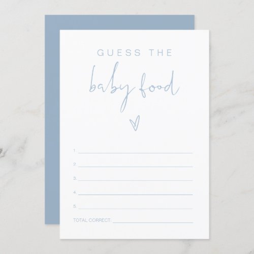 LEAH Pastel Blue Guess Baby Food Baby Shower Game Invitation