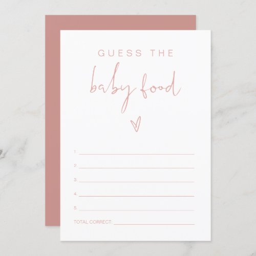 LEAH Pastel Pink Guess Baby Food Baby Shower Game Invitation