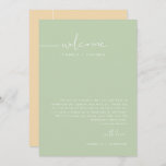 LEAH Pastel Wedding Weekend Welcome Schedule Invitation<br><div class="desc">This wedding welcome letter and schedule features an edgy handwritten font and modern minimalist design with a vibrant pastel green,  yellow,  and white color combination. Easily edit *most* wording on this timeline. This wedding welcome schedule is perfect for your spring,  garden,  and summer inspired wedding events.</div>