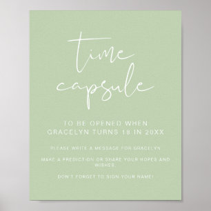 LEAH Vibrant Green Baby Shower Time Capsule Poster
