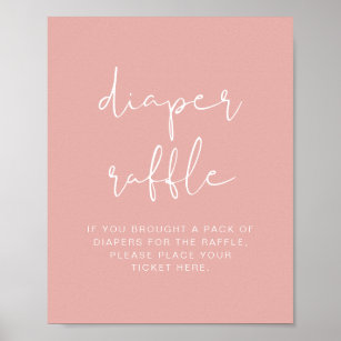 LEAH Vibrant Pastel Blush Pink Diaper Raffle Game Poster