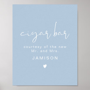 LEAH Vibrant Pastel Dusty Blue Wedding Cigar Bar Poster