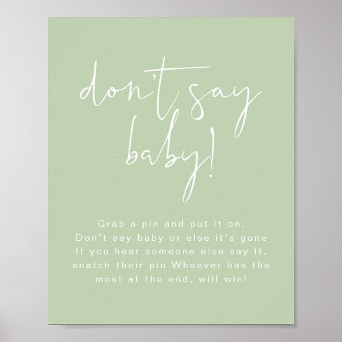 LEAH Vibrant Pastel Green Cute Dont Say Baby Sign