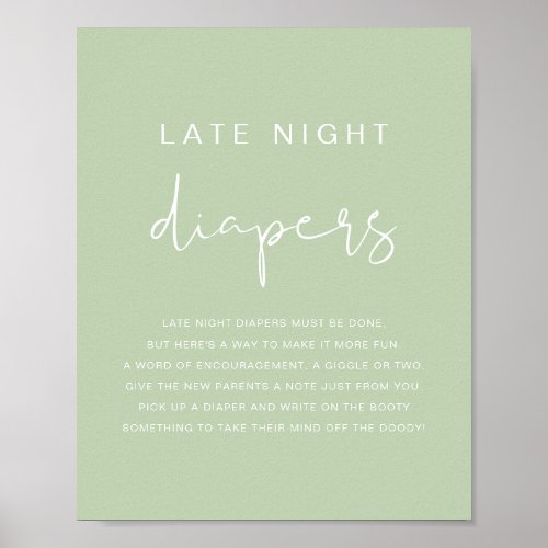 LEAH Vibrant Pastel Green Late Night Diapers Game Poster