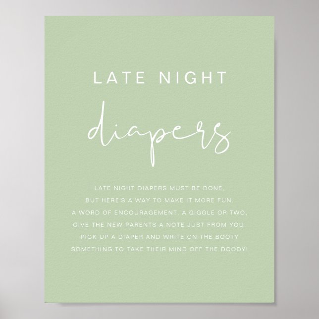 LEAH Vibrant Pastel Green Late Night Diapers Game Poster (Front)