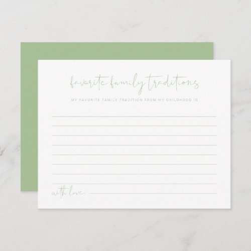 LEAH Vibrant Pastel Green Spring Family Traditions Enclosure Card