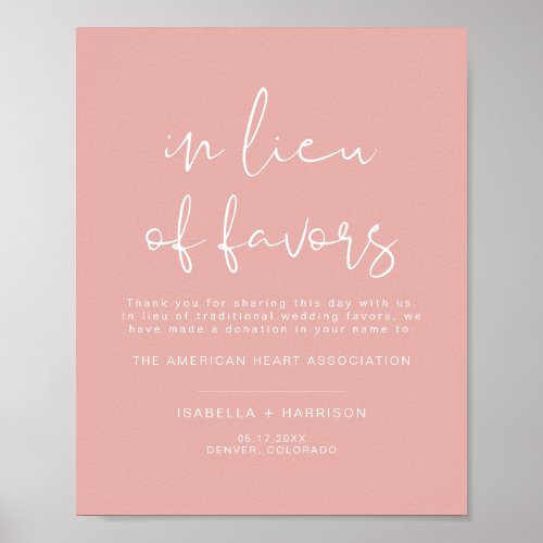 LEAH Vibrant Pastel In Lieu of Favors Wedding Sign