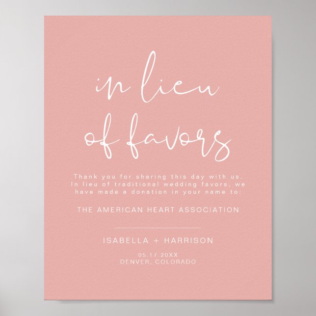 LEAH Vibrant Pastel In Lieu of Favors Wedding Sign (Front)