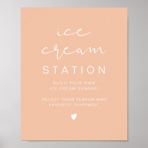 LEAH Vibrant Pastel Orange Cute Ice Cream Station Poster