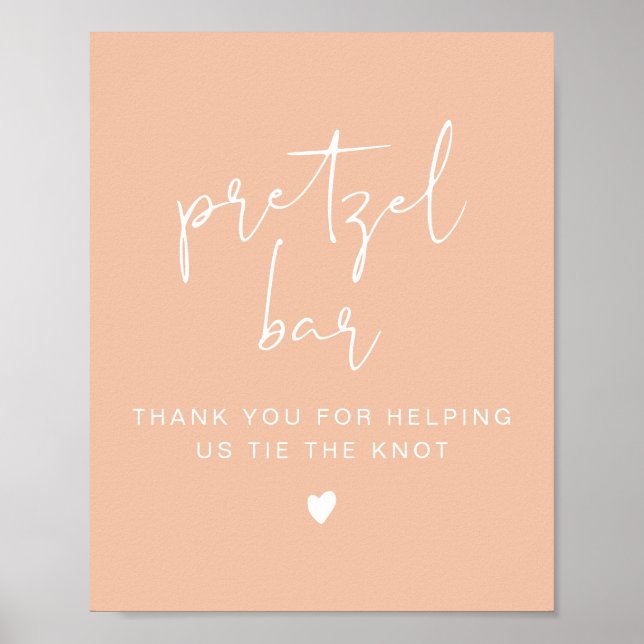 LEAH Vibrant Pastel Orange Pretzel Bar Table Sign (Front)