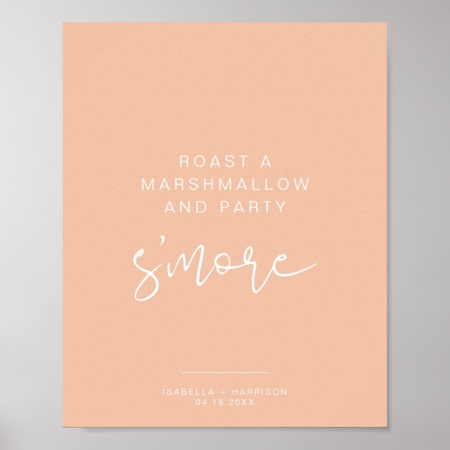 LEAH Vibrant Pastel Orange Spring S'mores Bar Sign (Front)