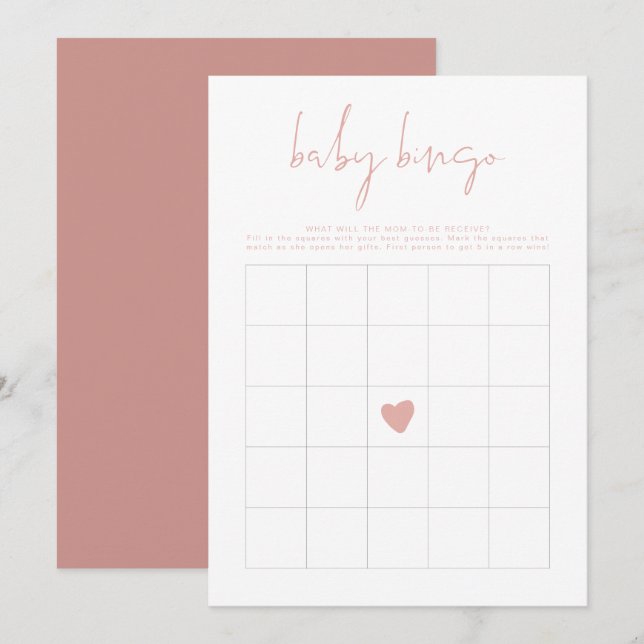 LEAH Vibrant Pastel Pink Baby Shower Bingo Game Invitation (Front/Back)
