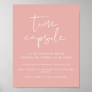 LEAH Vibrant Pastel Pink Baby Shower Time Capsule Poster