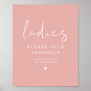 LEAH Vibrant Pastel Pink Ladies Bathroom Toiletry  Poster