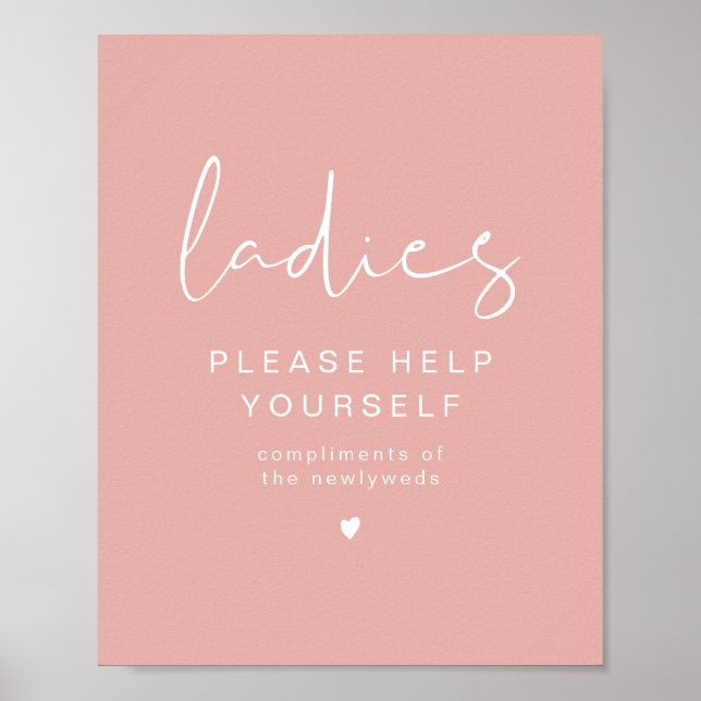 LEAH Vibrant Pastel Pink Ladies Bathroom Toiletry  Poster (Front)