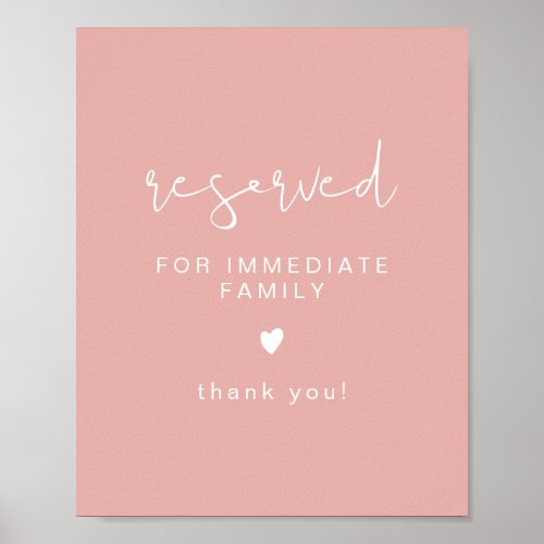 LEAH Vibrant Pastel Pink Wedding Reserved Seating  Poster
