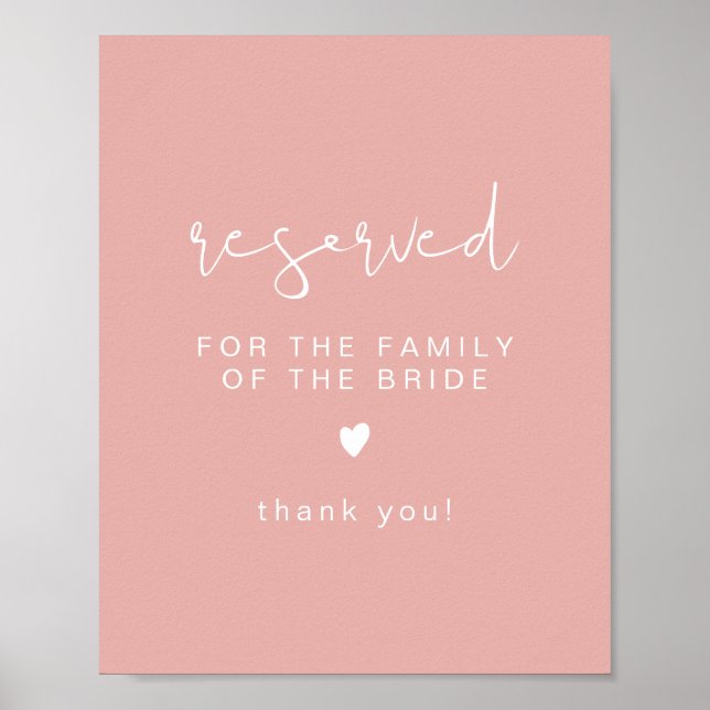 LEAH Vibrant Pastel Reserved for Family of Bride Poster (Front)