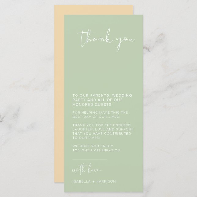LEAH Vibrant Pastel Spring Table Thank You Card (Front/Back)