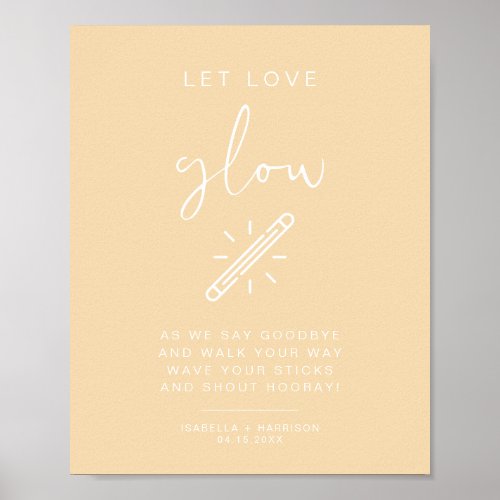 LEAH Vibrant Pastel Yellow Let Love Glow Wedding  Poster