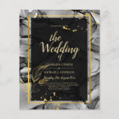 LeahG® Black Gold Alcohol Ink Wedding INVITE (Front)