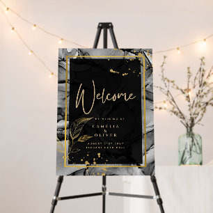 LeahG® Black Gold Alcohol Ink Wedding INVITE Foam Board