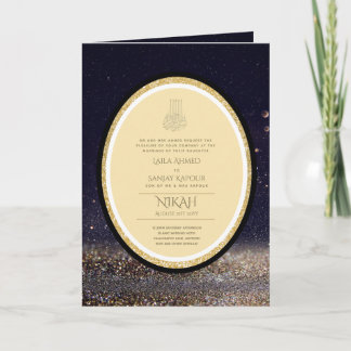 LeahG Black Gold Islamic Muslim Wedding Invites