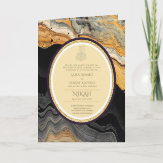 LeahG Black Gold Islamic Muslim Wedding Invites