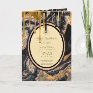 LeahG Black Gold Islamic Muslim Wedding Invites