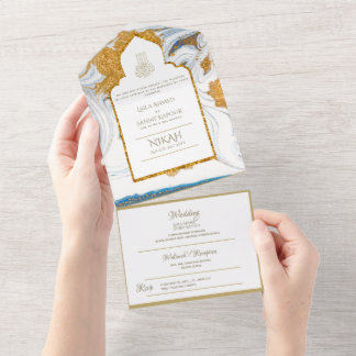 LeahG Blue Islamic Muslim Wedding Invites Nikah