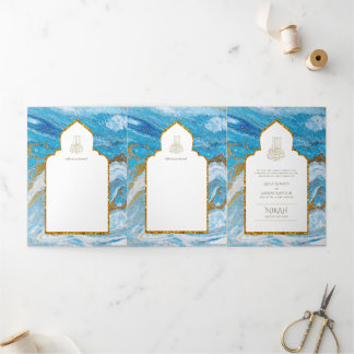 LeahG Blue Islamic Muslim Wedding Invites Nikah
