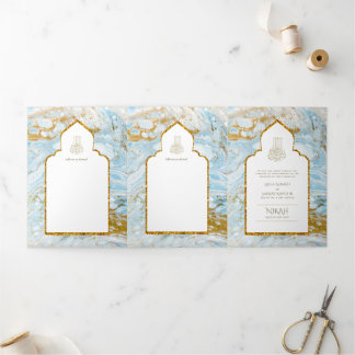 LeahG Blue Islamic Muslim Wedding Invites Nikah