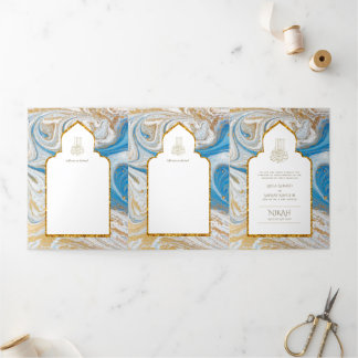 LeahG Blue Islamic Muslim Wedding Invites Nikah