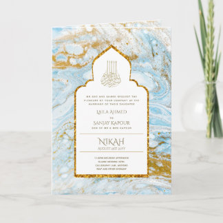 LeahG Blue Islamic Muslim Wedding Invites Nikah