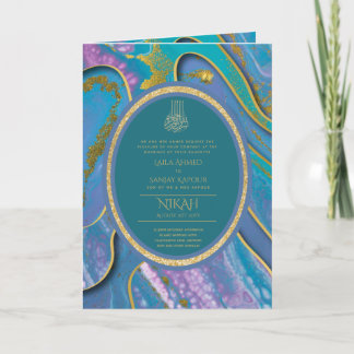 LeahG Blue Islamic Muslim Wedding Invites Nikah