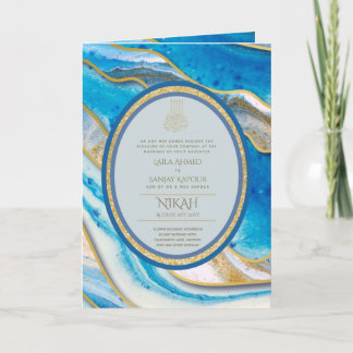 LeahG Blue Islamic Muslim Wedding Invites Nikah