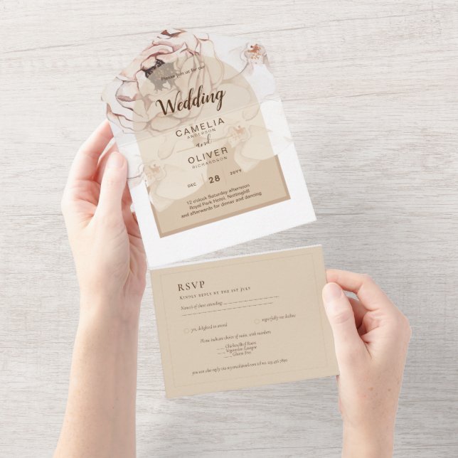 LeahG Blush Pink Champagne Floral Wedding Invite (Tearaway)