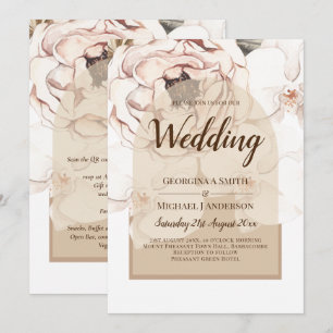 LeahG Blush Pink Champagne Floral Wedding Invite