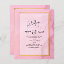 LeahG Blush Pink Gold INK Ombre Wedding INVITE