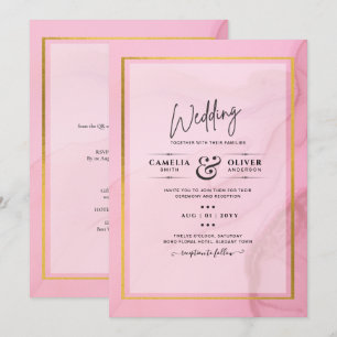 LeahG Blush Pink Gold INK Ombre Wedding INVITE