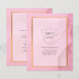 LeahG Blush Pink Gold INK Ombre Wedding INVITE