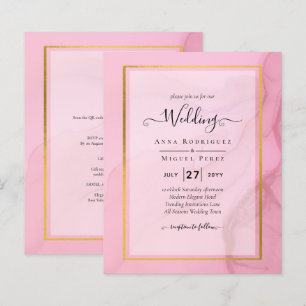 LeahG Blush Pink Gold INK Ombre Wedding INVITE