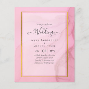 LeahG Blush Pink Gold INK Ombre Wedding INVITE Flyer