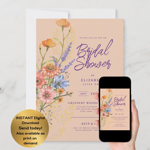 LeahG Boho Floral Spring Summer Flower Show Invitation