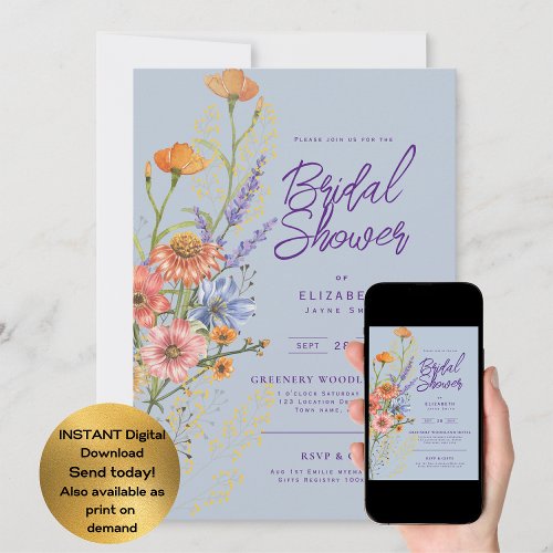 LeahG Boho Floral Spring Summer Flower Show Invitation